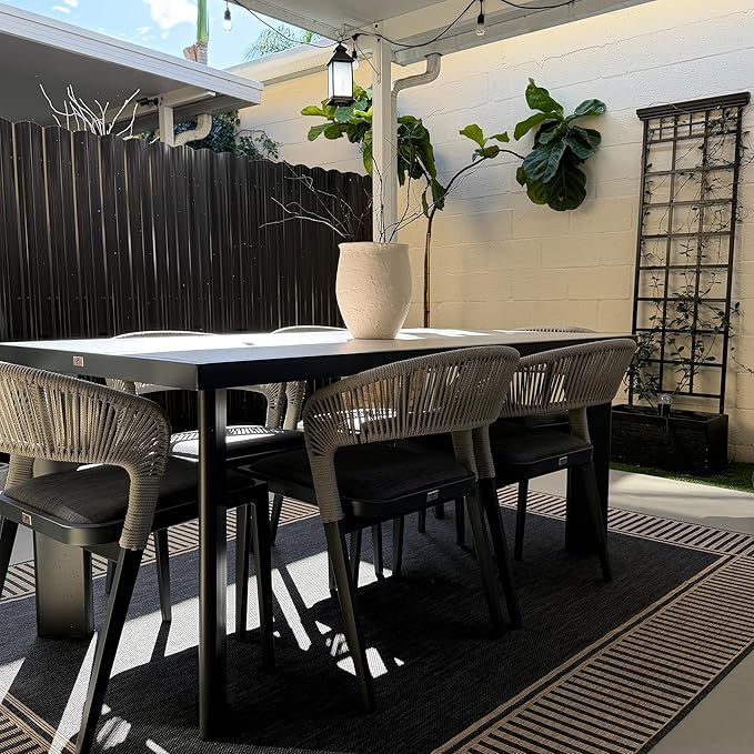 PURPLE LEAF 2 Pieces Outdoor Dining Chair All-Weather Wicker Aluminum Frame Patio Dining Chair for Lawn Garden Backyard Deck with Cushion, Gray