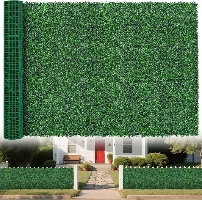 Yangrass Artificial Greenery Wall Roll,71"x 144"(72 sq.ft) UV-Anti Faux Boxwood Roll Panels Greenery Backdrop, Vine Leaf Fence Panels for Garden Fence Covering Privacy, Outdoor Indoor Home Decor