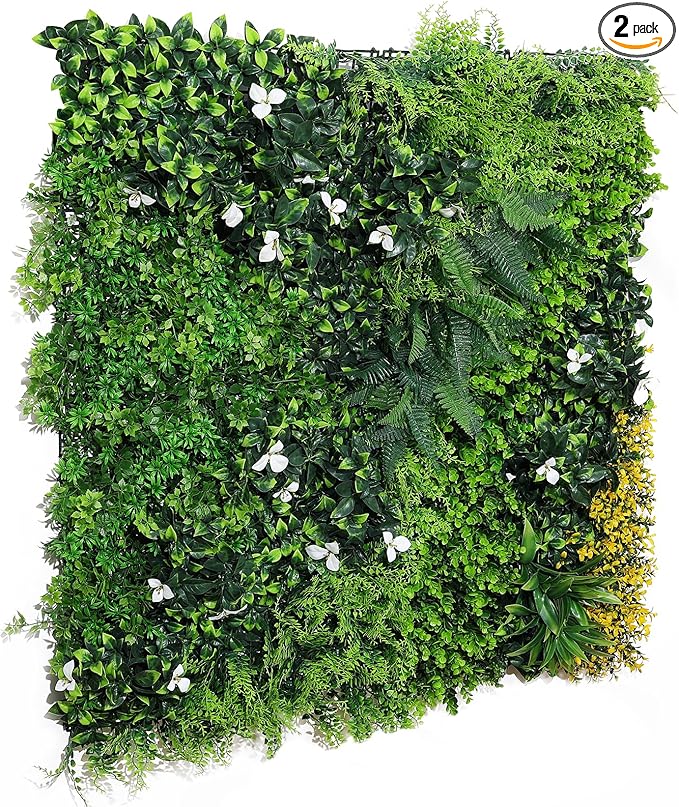 ANMINY Grass Wall Panels 40" x 40" Pack of 2 Artificial Grass Plant Greenery Wall Backdrop 22 Sqft Thickened High-Density Faux Boxwood Panels Privacy Fence Indoor Outdoor Party Wedding Garden Decor