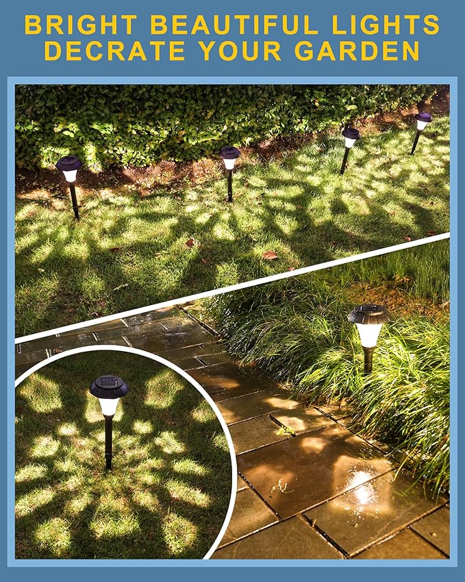 LAMTREE Solar Pathway Lights,6 Pack Solar Lights Outdoor Waterproof,Outdoor Solar Lights for Yard,Lawn,Patios, Garden,Landscape,Walkway,Driveway