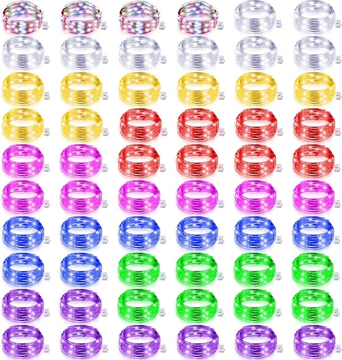Tuanse 150 Pack LED Fairy Lights Colored Battery Operated String 3 Speed Modes 7 ft 20 LED Starry Wedding Decoration Waterproof Wire Twinkle Light for DIY Jar Bedroom Party Supplies (Multi Color)