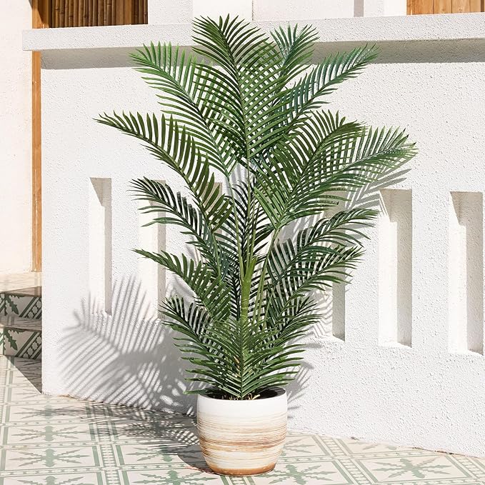 VeriNatural Artificial Palm Tree 5FT Tall Palm Trees UV Resistant Fake Plant Large Potted Faux Tropical Areca Palm Floor Plants for Indoor Outdoor Home Living Room Porch Patio Decor 2 Pack, VN125
