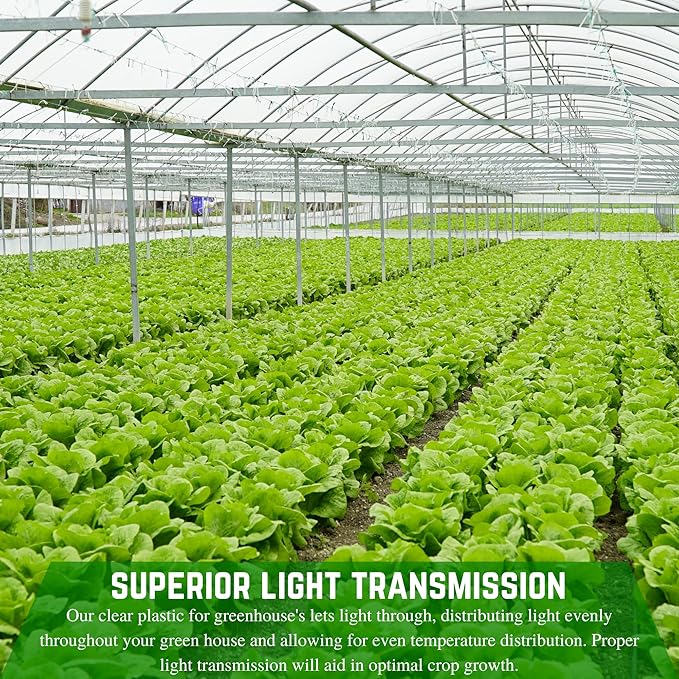Farm Plastic Supply - String Reinforced 4 Year UV Resistant 10 mil Clear Greenhouse Plastic Sheeting - 4 Year UV Resistant Polyethylene Greenhouse Film, Hoop House Green House Cover (54' x 100')