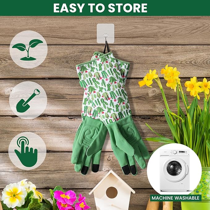 Trifabricy Gardening Gloves for Women - Long Garden Gloves with Grip Breathable, Thorn-Proof Puncture-Resistant Work Gloves