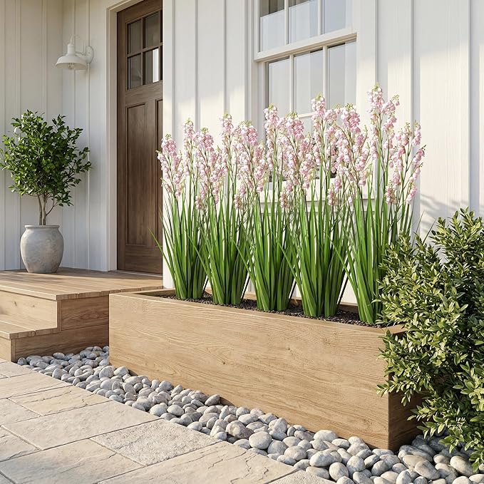 Fake Plants Home Decor Fake Flowers Artificial Plants Outdoor Tall Grass Plant Artificial Pampas Grass Decor Artificial Plants Indoor Fake Grass Living Room Decor Artificial Grass 36" 2PCS（Pink）