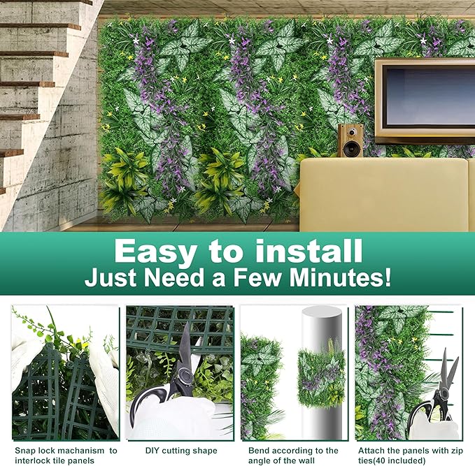 Yangrass Artificial Grass Wall Backdrop Panels, 20''x40'' 6pcs Boxwood Hedge Panels Privacy Screen with UV Protection, Fake Greenery Wall Panels Decor for Garden Indoor Outdoor