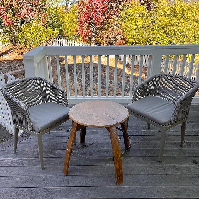 PURPLE LEAF 2 Pieces Outdoor Dining Chair All-Weather Wicker Aluminum Frame Patio Dining Chair for Lawn Garden Backyard Deck with Cushion, Champagne Armchair