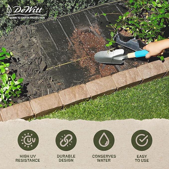 Dewitt Sunbelt Weed Barrier Fabric 3.2 oz, 3 x 200 Feet – Heavy-Duty Ground Cover Mat for Greenhouse Floors, Garden Rows, Raised Beds, Yard Gardening, and Outdoor Landscape Protection