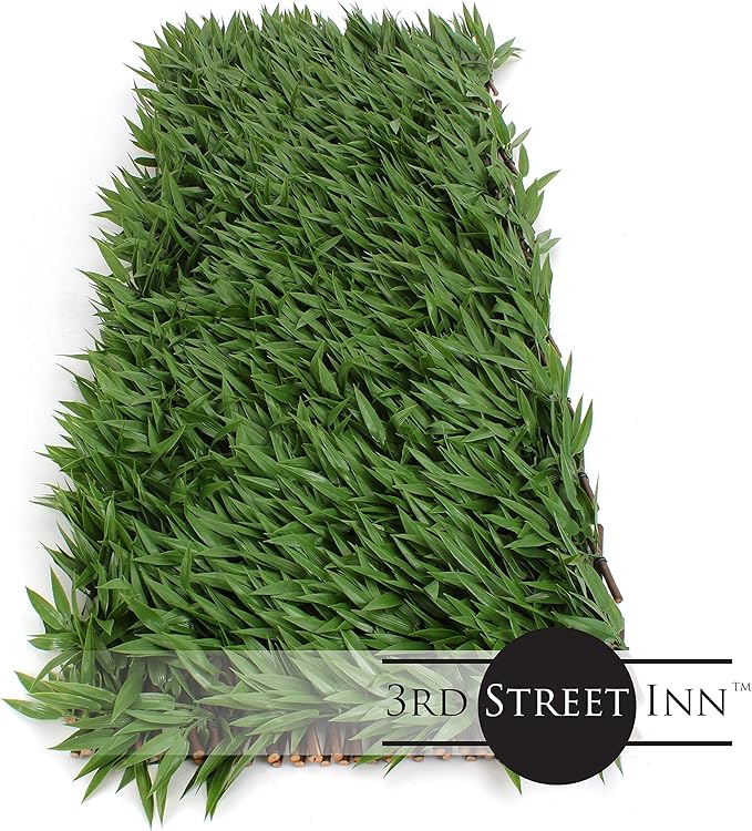 3rd Street Inn Bamboo Leaf Trellis 4-Pack - Flexible Bamboo Greenery Panel - Boxwood & Ivy Privacy Fence Alternative - DIY Fencing