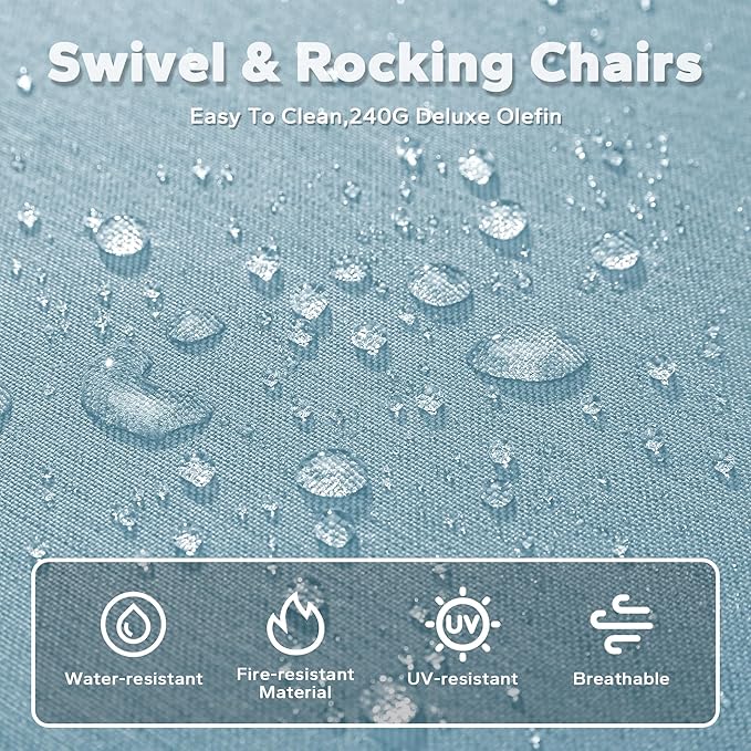 Joyside Outdoor Patio Swivel Rocker Chairs, 4 Pieces Wicker Furniture Set, 2 Swivel Rocking Chairs and 2 Ottoman, Metal Wide Armrest, Thick Cushions and Deep Seating for Garden, Backyard, Porch, Deck