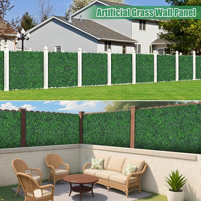 Yangrass Artificial Greenery Wall Roll,71"x 144"(72 sq.ft) UV-Anti Faux Boxwood Roll Panels Greenery Backdrop, Vine Leaf Fence Panels for Garden Fence Covering Privacy, Outdoor Indoor Home Decor