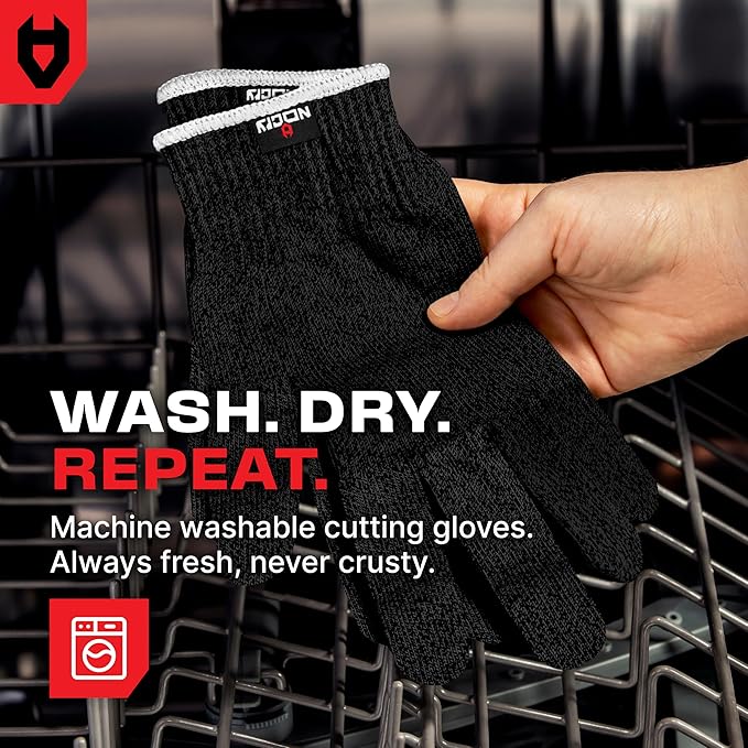 NoCry Cut Resistant Work Gloves for Women and Men, with Reinforced Fingers; Comfortable, 100% Food Grade Kitchen Cooking Hand Protection; Ambidextrous Safety Gear for Cutting; Level 5 Protection
