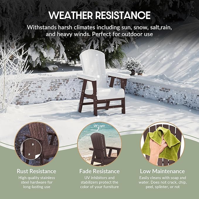 WestinTrends Dylan Dylan Outdoor Patio Shell-Back Adirondack Dining Chair Weather Resistant Dark Brown