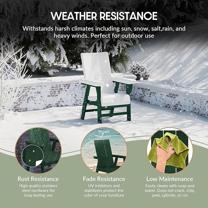 WestinTrends Ashore Outdoor Patio HDPE Plastic Modern Adirondack Dining Chair Dark Green
