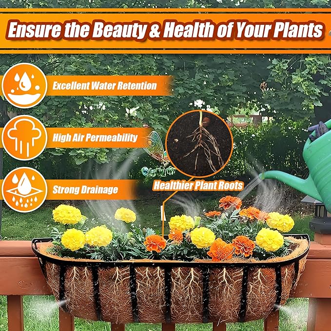 Coco Liners for Planters 30 Inch, 3 Pack Trough Window Box Liners, Coconut Fiber Liners for Planters Flower Baskets Garden Outdoor Plants