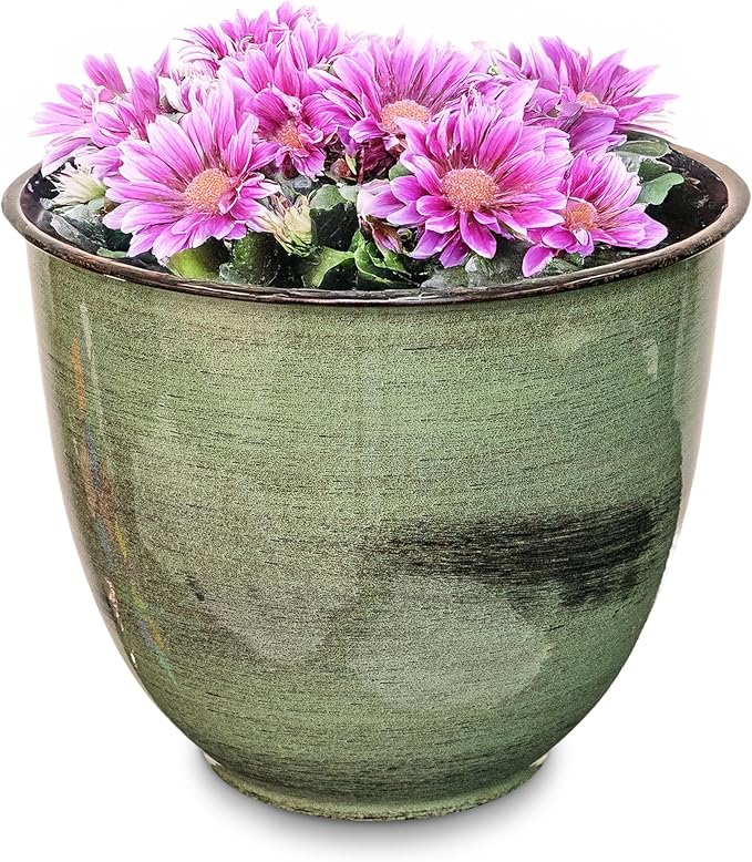 Headwind Glazed Ironstone Hamilton Collection Decorative Plant Pot – 14" Evergreen Pot – Lightweight & Durable with Drainage Flower Pots for Indoor Plants & Outdoor Planter Use by Robert Allen
