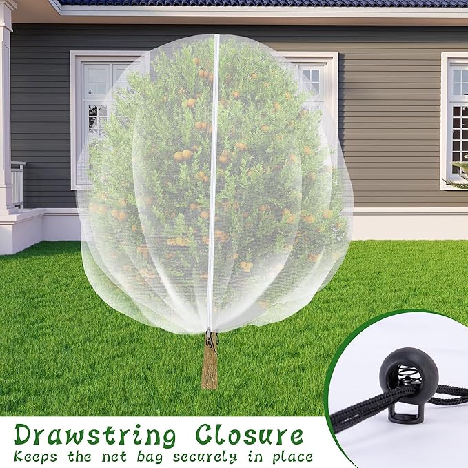 2 Pcs Fruit Tree Netting with Zipper & Drawstring, 8.2 x 6.5 Ft Garden Bird Netting Plant Cover, Blueberry Tomato Insect Bird Barrier Tree Net Protection Cover for Protecting Plants Vegetables Fruits
