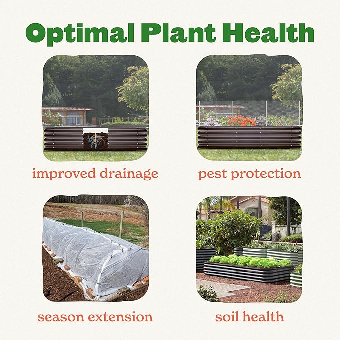 Epic Gardening 6-in-1 Modular Galvanized Raised Garden Bed Kit, 15" Food-Safe Medium Metal Planter Box, Oval Raised Garden Beds Outdoor for Vegetables, Flowers, Herbs, and Fruits - Light Clay