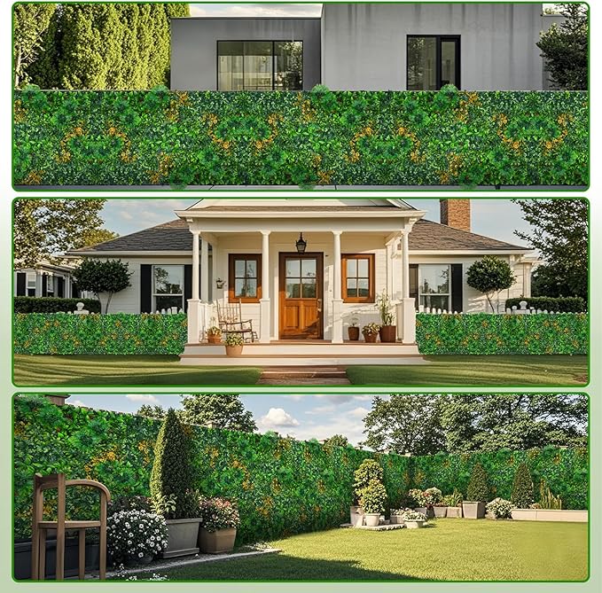 Yangrass Artificial Grass Wall Panels, 40"x120" (33.33 sqft) Boxwood Wall Roll with Tropical Leaves, Faux Greenery Privacy Fence Screen, Grass Backdrop for Outdoor Indoor Garden Birthday Wedding Decor