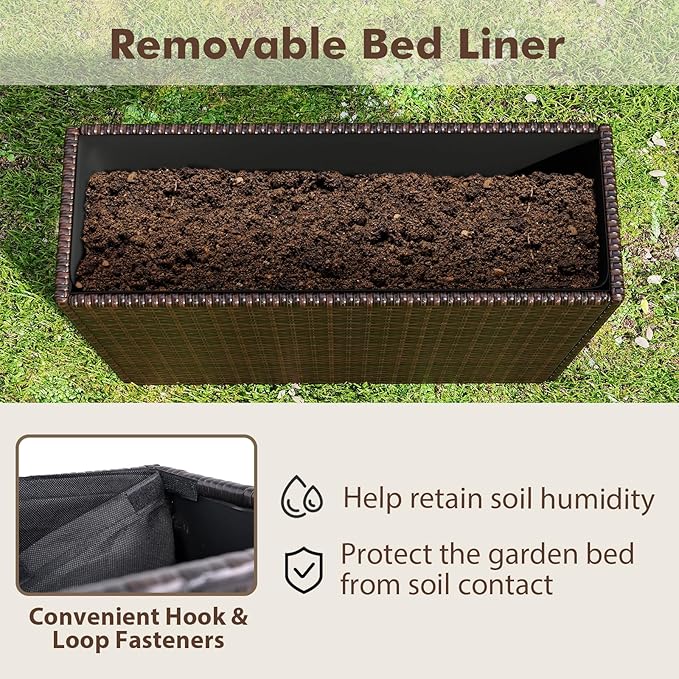HAPPYGRILL 24" Tall Raised Garden Bed, All-Weather Elevated Planter Box with Removable Liner, Indoor Outdoor Decorative Garden Planter for Front Porch Patio Backyard Balcony (1)