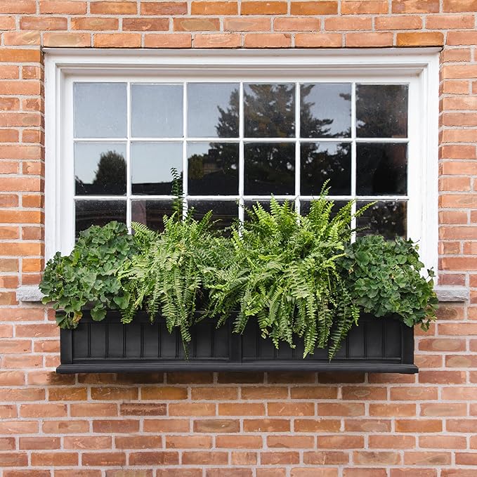 Mayne Cape Cod 5-Foot Window Box – Self-Watering, Weather-Resistant Planter for Flowers – Durable Design for Outdoor Use, Perfect for Windows