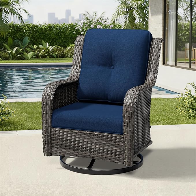 Joyside Outdoor Swivel Rocker Patio Chairs, Wicker Patio Furniture with High Back, Deep Seating, Wide Armrest, Thickened Cushions, Outdoor Rattan Furniture for Deck, Porch Use