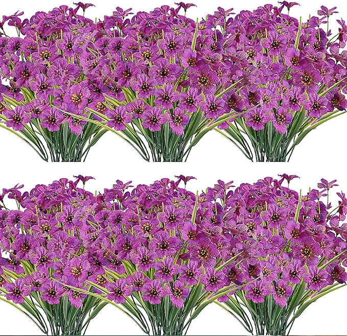 JEMONG 20 Bundles Artificial Flowers Outdoor UV Resistant Fake Flowers No Fade Faux Plastic Plants Garden Porch Window Box Decorating(Purple)…