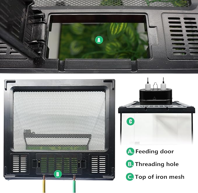 Waazoorep Mini Reptile Glass Terrarium Tank 8"x8"x12“ Full View with Front Opening Door and Enclosure Habitat Cage for Leopard Gecko Tarantula Young Lizard Hermit Crab Frog Insects Breeding Tank