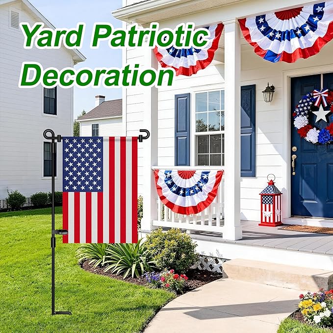 HOOSUN Garden Flag Stand, Premium Garden Flag Pole Holder Metal Wrought Iron Powder-Coated Weather-Proof Paint (2 Pack) with Tiger Clip and Spring Stoppers