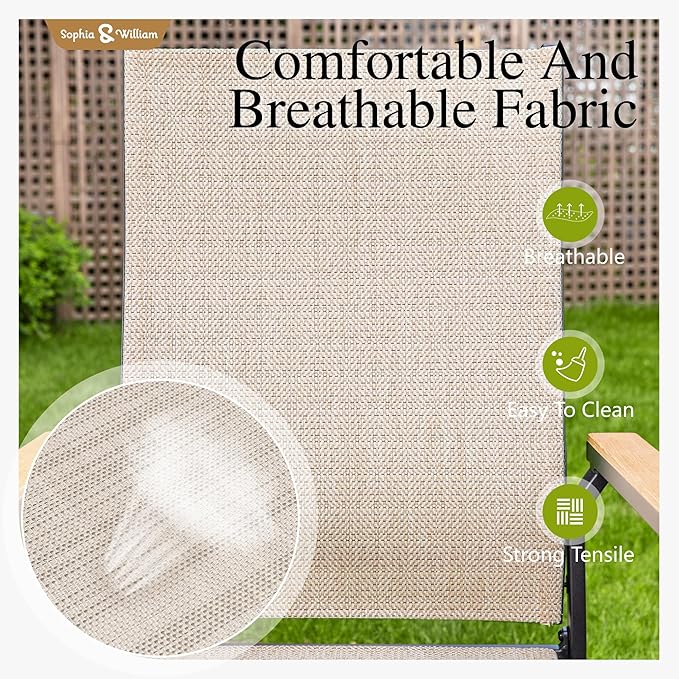 Sophia & William Patio Chairs Set of 2, Lightweight Aluminium Frame and Breathable Textilene Fabric, Stackable Outdoor Dining Chairs - Beige