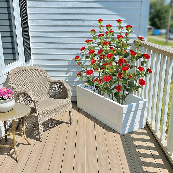 Nafresh 4FT Lush Artificial Red Camellia Tree Outdoor 2 Pack, 48inch Faux Camellia Plant, Fake Camellia Flowers Tree for Indoor Outdoor Living Room Home Patio Front Door Garden Decor