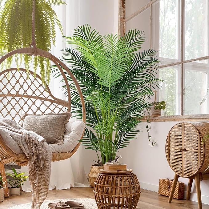 YEPDIN 6 Ft Artificial Tropical Palm Tree With 24 Removable Leaves - Large Faux Plant for Indoors and Outdoors, Silk Housewarming Gift, K185
