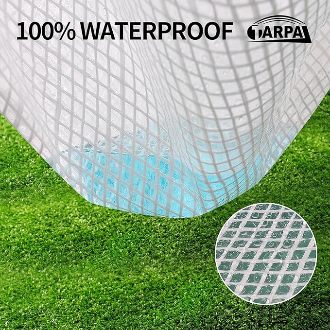 TARPAL 4'x6' Clear White Tarp Heavy Duty Waterproof 12mil with Grommets or Zip Ties for Small Greenhouse for Outdoors Garden,Farm,Chicken Coops