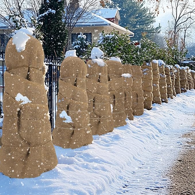 ANPHSIN 40ftx23.6in Natural Burlap Plant Covers Freeze Protection - Winter Frost Blankets Cloth Fabric Roll for Outdoor Bushes Trees Potted Plants Cold Weather