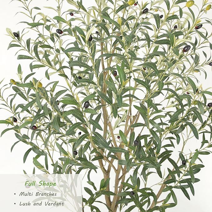 Nafresh Super Full Faux Olive Tree, 6FT Artificial Olive Tree Indoor, Fake Silk Trees with Realistic Leaves and Lifelike Fruits for Indoor Outdoor Living Room Corner Office Bedroom Home Decor