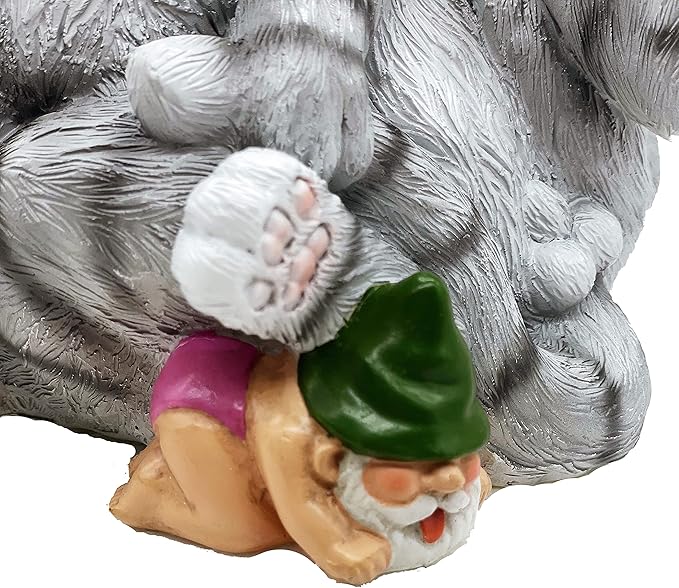 FICITI Add a Playful Touch to Your Garden with Our Cat and Gnomes Garden Statue - Perfect for Cat Lovers and Garden Enthusiasts - 8.5 Inces