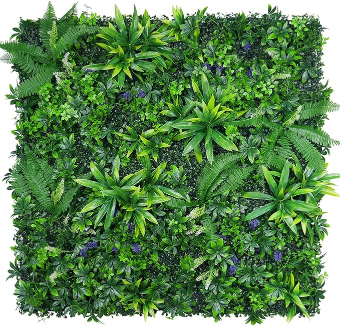 Yangrass 8pcs 20''x20'' Grass Wall Panels, Artificial Hedge Panels Greenery Wall, UV Protected Faux Grass Backdrop Privacy Fence Screen, Greenery Wall for Outdoor Indoor Garden Birthday Wedding Decor