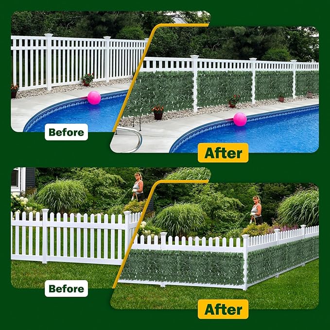 Artificial Ivy Privacy Fence Screen, 120x40 inch Dense Leaf Green Ivy Wall Panel, Super Privacy Greenery Backdrop Faux Ivy Greenery for Patio, Balcony, Garden, Backyard Indoor Outdoor Decor