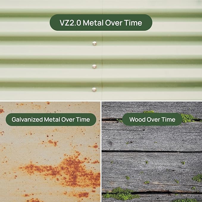 Vego garden Aluzinc Raised Garden Bed Kits, 17" Tall 6 in 1 Modular Metal Raised Planter Bed for Vegetables Flowers Patio Ground Planter Box-Modern Gray