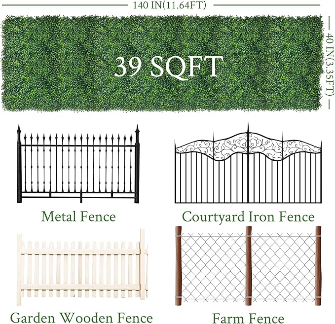 DOPGIB Artificial Ivy Privacy Fence Screen,40"x 140" (39 SQFT) 4-Layer Leaf UV-Anti Faux Greenery Boxwood Backdrop Ivy Vine Leaf Panels for Outdoor, Indoor, Garden,Backyard and Decor