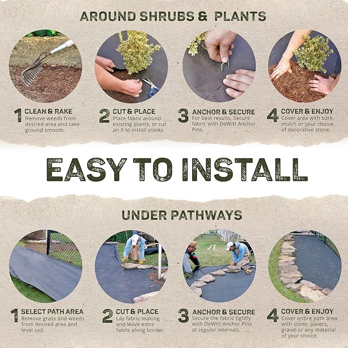 Dewitt 2-Pack Sunbelt Weed Barrier Fabric 3.2 oz, 6 x 300 Feet – Heavy-Duty Ground Cover Mat for Greenhouse Floors, Garden Rows, Raised Beds, Yard Gardening, and Outdoor Landscape Protection