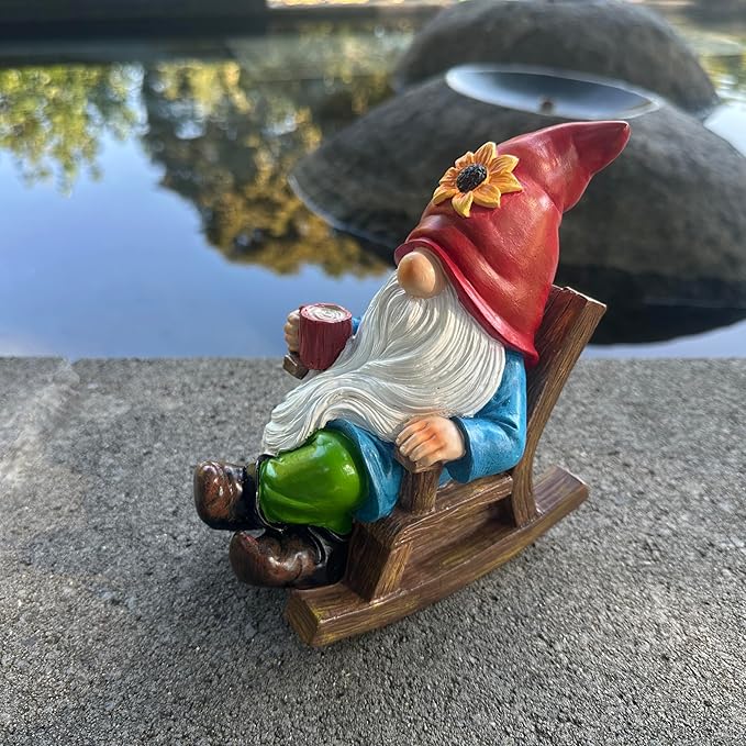 Drinking Coffee Faceless Garden Gnome Statue Decoration - 7.2" Figurine Ornament for Indoor Outdoor Home Patio Yard Lawn-Lucky Gnome Unique Gifts - Best Garden Gifts for Day