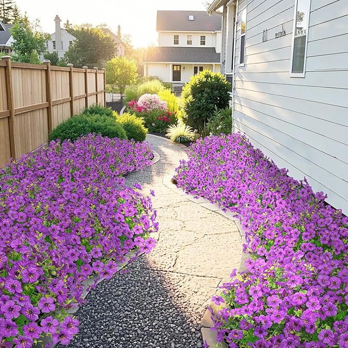 Besteek 20 Bundles Artificial Flowers for Outdoors Decoration Fake Silk Flowers UV Resistant Faux Plants Artificial Daisy Eucalyptus for Spring Summer Garden Yard Porch Window Home Decor, Purple