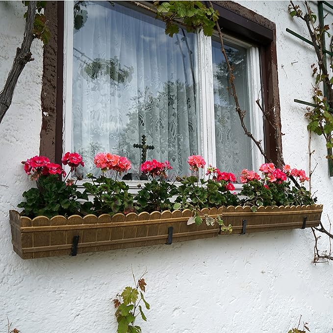 Adjustable Window Planter Box Brackets 6 Pack, Heavy Duty Wall Mount Flower Box Holder for Planter Box Depth (Front to Back) 6 to 12 Inches, Black
