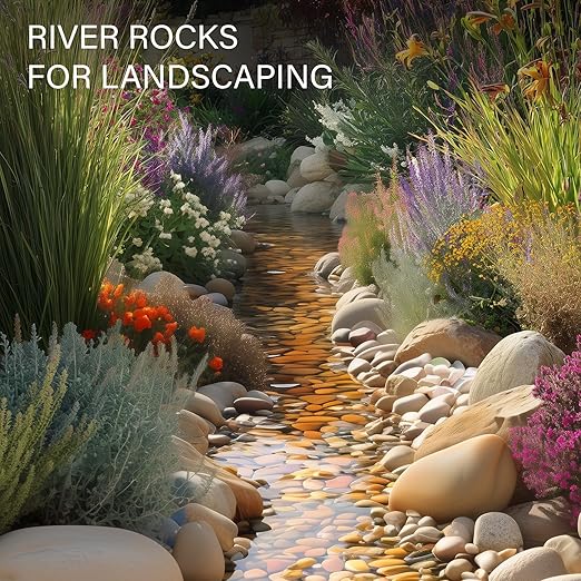 NUPICK 16lb Mix River Rocks for Outdoor Landscaping, 2-3 Inch Pebbles for Indoor Plants, Natural Polished Aquarium Gravel, Decorative Rocks for Succulent, Garden, Vases Fillers, Bird Baths