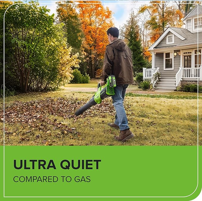 Greenworks 40V (730 CFM / 190 MPH) Cordless Leaf Blower with High Power Brushless Motor, Lightweight Backyard Cleaner for Fast Debris Removal, Includes 5.0Ah Battery & 5A Rapid Charger