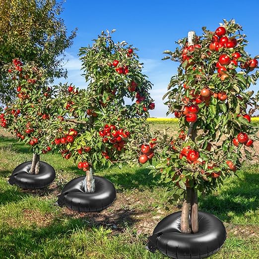 Foaincore 6 Pcs 15 Gallon Heavy Duty Tree Watering Ring PVC Drip Irrigation Deep Tree Root Watering Bag Round Trees Slow Release Water Pouch Planting Drip Irrigation Rings for Gardening(Black)