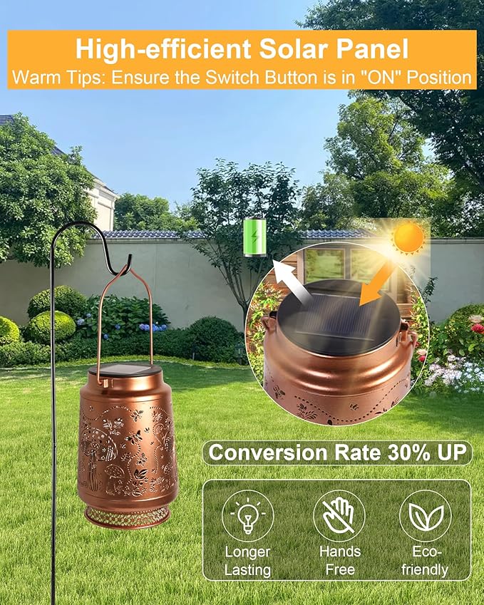 Mushroom Gifts for Women Mushroom Decor Solar Lantern Birthday Gifts Mothers Day Gifts for Mom Grandma Sister Friend Garden Decor Metal Solar Lights Outside Decor for Backyard Patio Porch Lawn Pathway