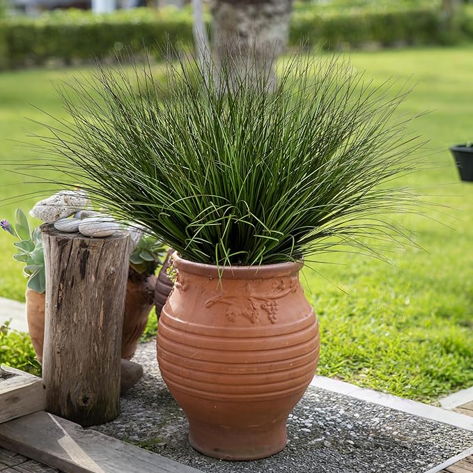 Uqueeten 32PCS 17.3" Fake Plants Artificial Wheat Grass Greenery Plastic Plants Fake Grass Artificial Plants for Outdoor Decor Artificial Grass Plant with Greenery Stems for Indoor Home Decoration