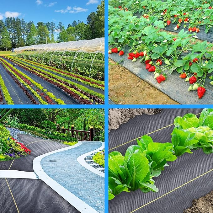 Sunocity 5ft x300ft Black Weed Barrier Landscape Premium Fabric Heavy-Duty Woven Ground Cloth with Superior Permeability Weed Control Convenient Design